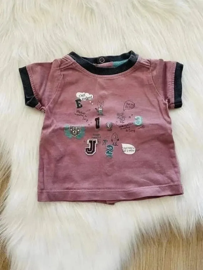 🎀Beau Tee shirt garcon naissance sergent major violet 1 mois neuf