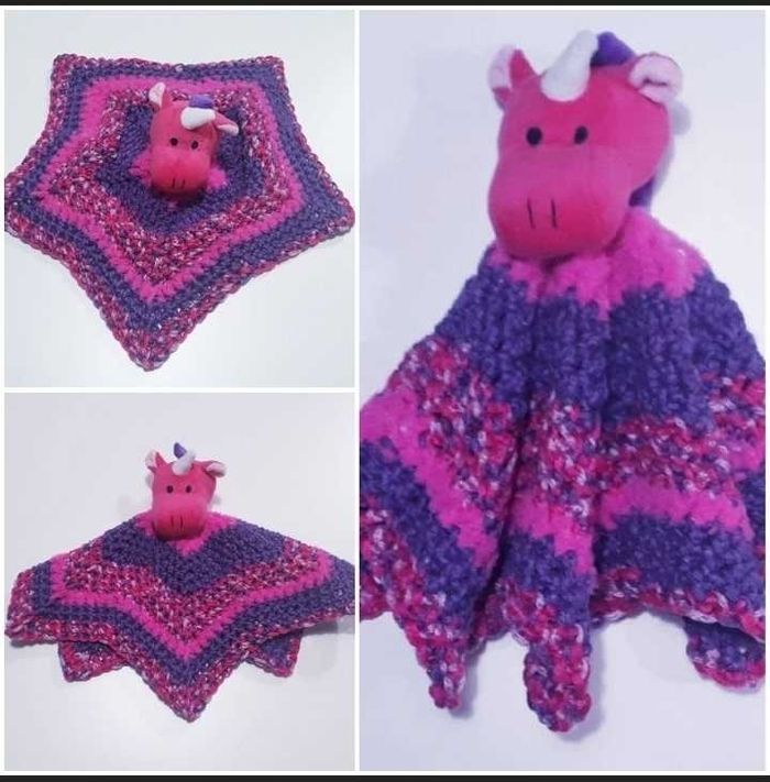 Jouet peluche doudou animaux licorne fait main crochet bébé naissance - photo numéro 2
