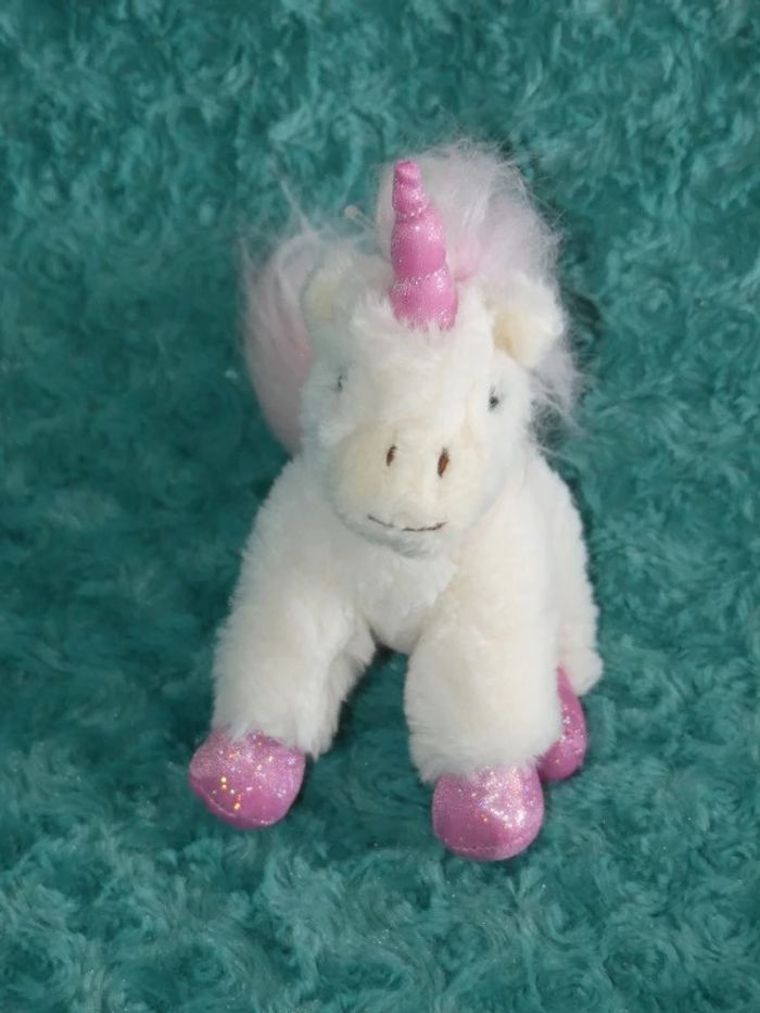 Petite peluche licorne blanche rose Bukowski 🐴état neuf - photo numéro 3