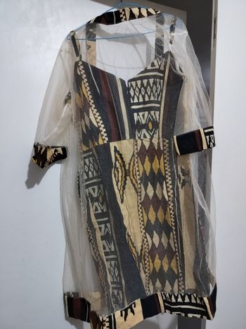 Robe été mi longue en pagne et voilage