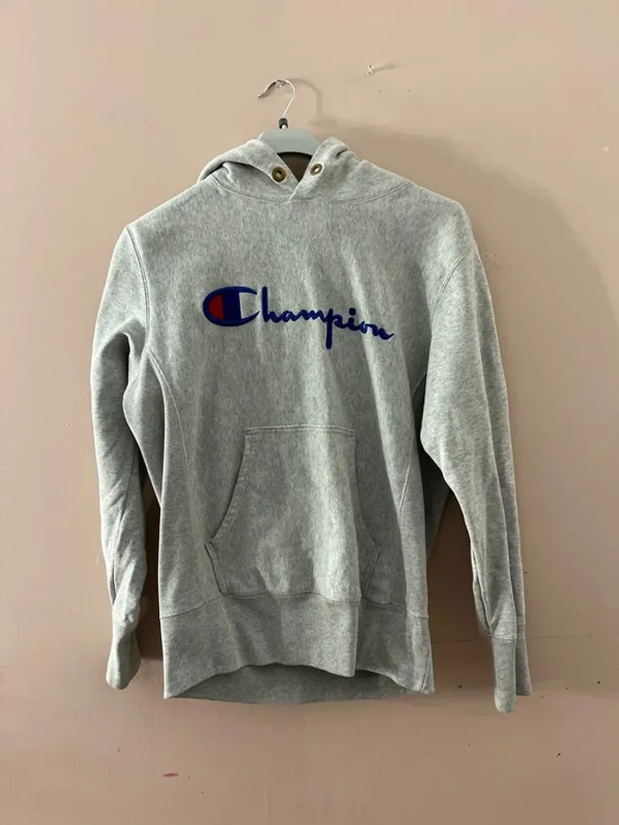 Sweat à capuche, champion gris