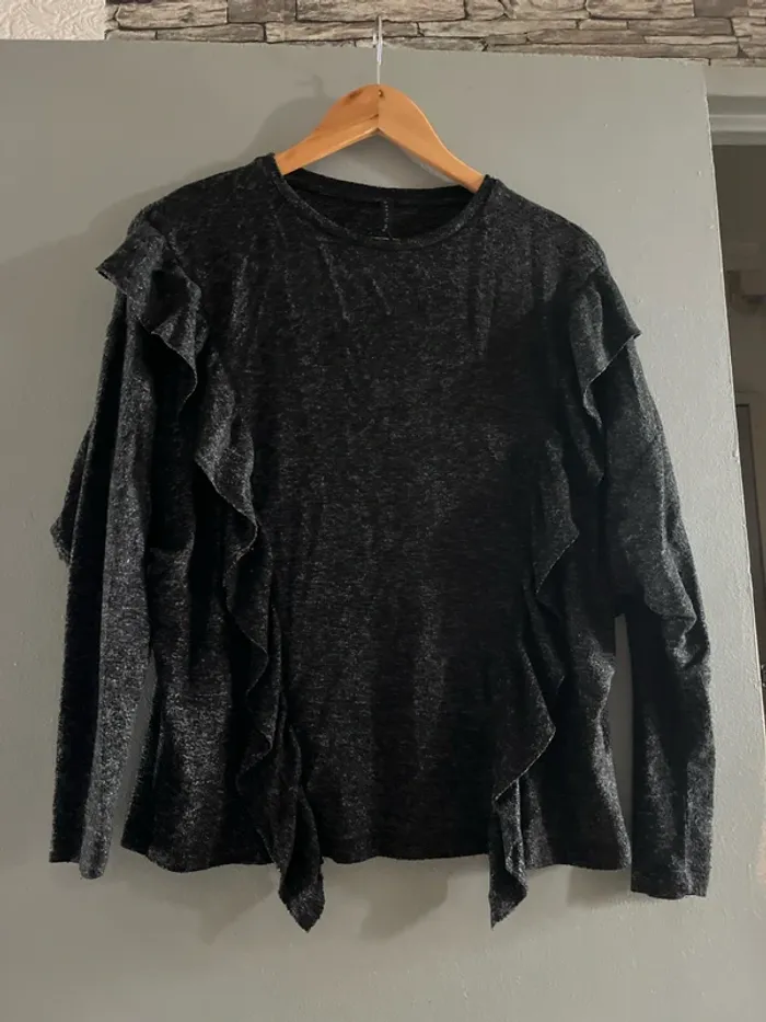 Pull noir chine basics en S