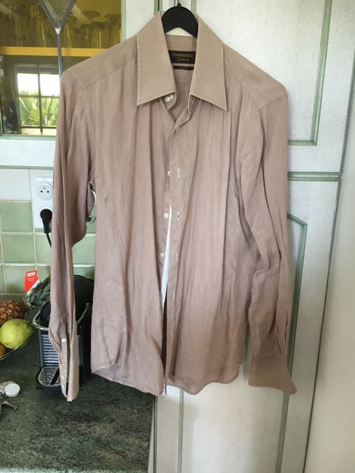 Chemise en lin camel