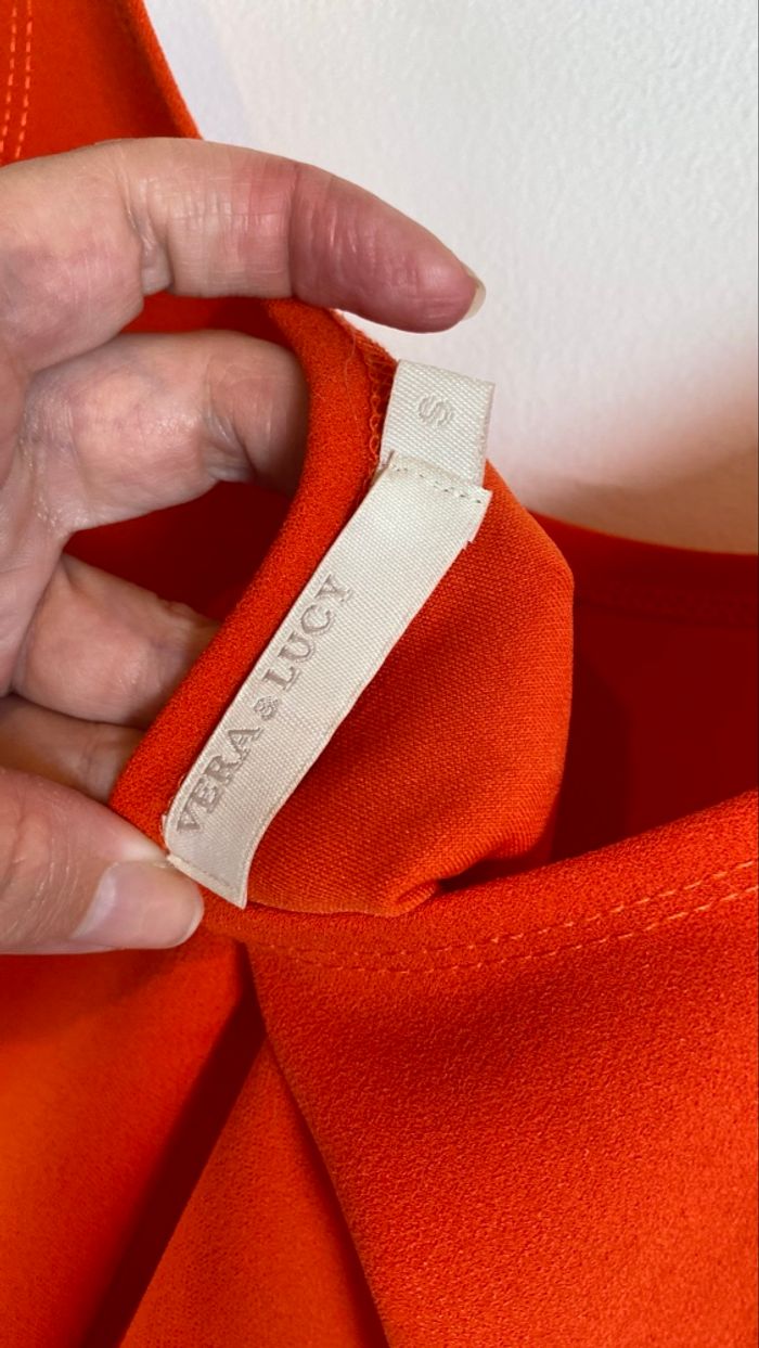 Robe moulante rouge orangé Vera&Lucy - photo numéro 4