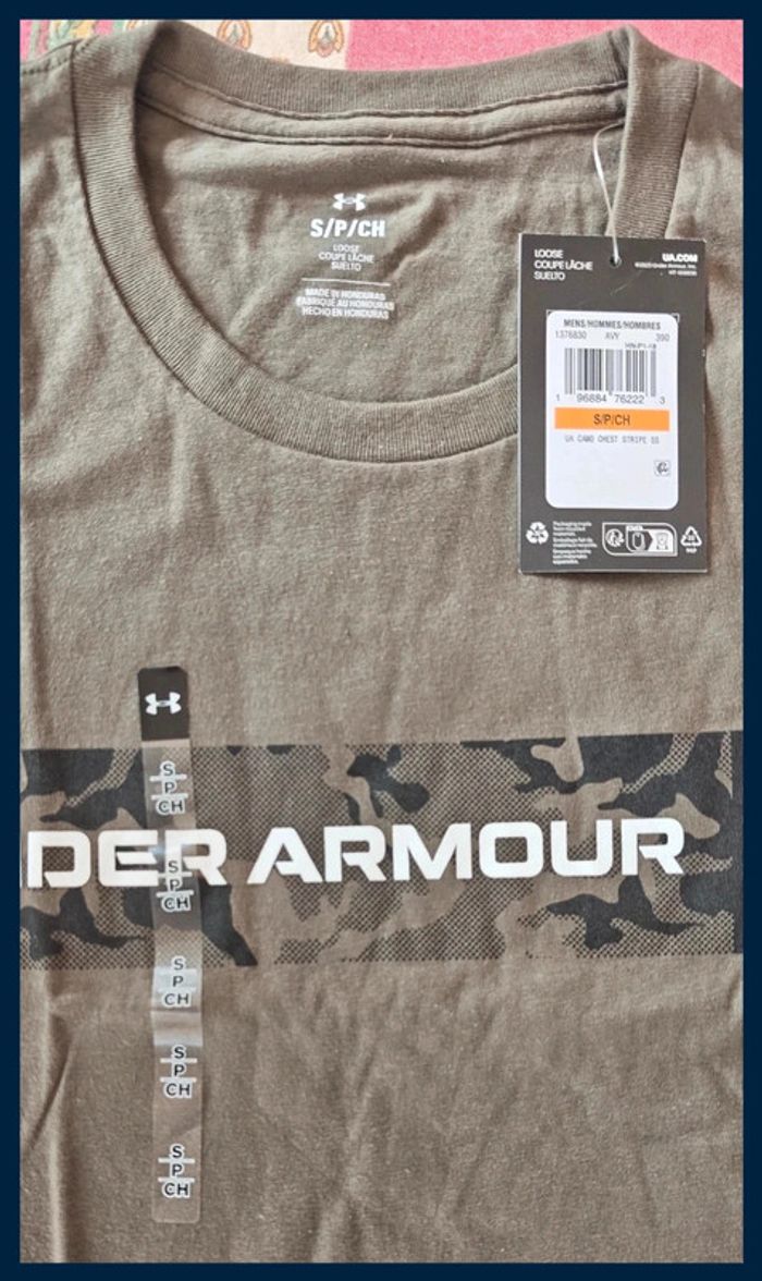 T-shirt neuf Under Armour UA Camo Chest Strip SS taille S - photo numéro 3