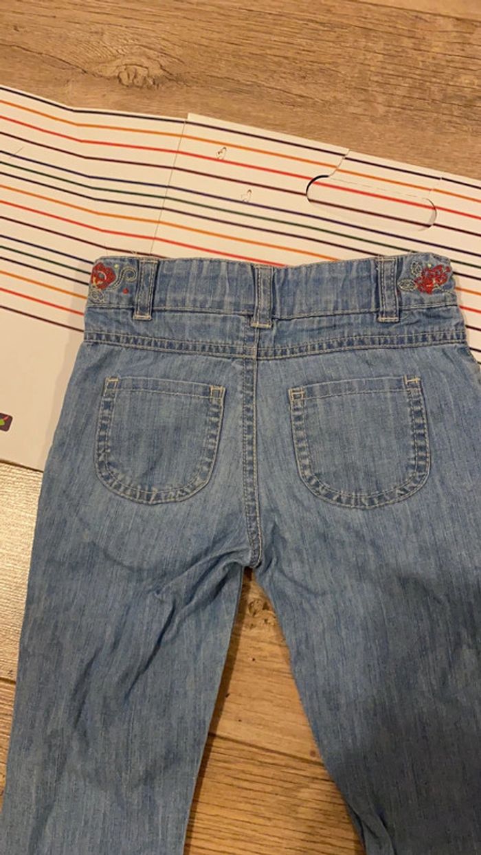 Pantalon 18mois sergent major jeans fleuri - photo numéro 4