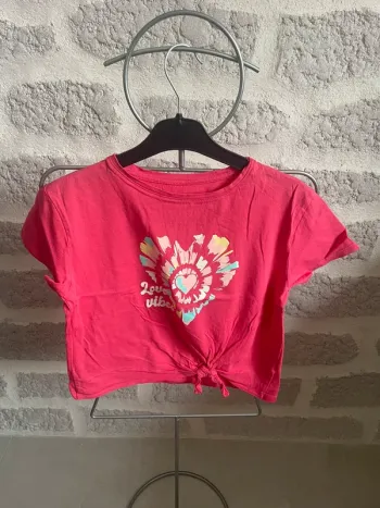 Tee shirt fille croc top cœur multicolor 6 ans la halle