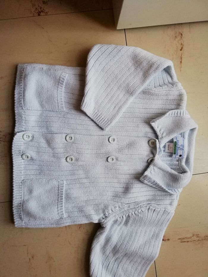 Gilet bleu clair colin colline 9 mois