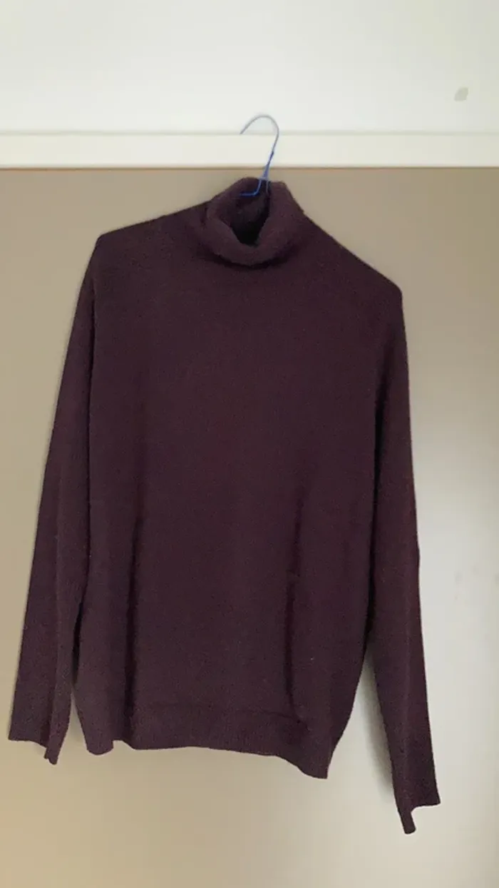 Pull homme col roulé taille L prune Kiabi studio