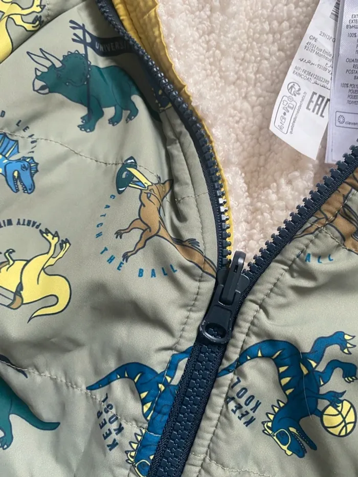 Manteau d’hiver imperméable et fourré motif dinosaure - photo numéro 3