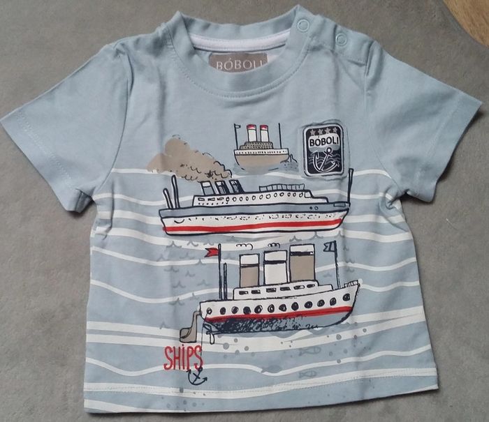 tee-shirt manches courtes 3 mois "boboli" neuf jamais porté (attention petit défaut)