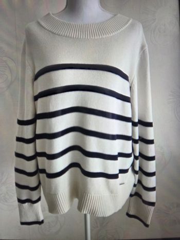 Pull nautica style marinier blanc et marine-taille L tres bon état 