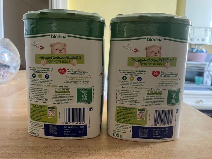 LOT DE 2 LAIT INFANTILE BÉBÉ 2ÈME ÂGE BLEDILAIT BLEDINA 6 À 12 MOIS (1 AN) - 800G - photo numéro 2