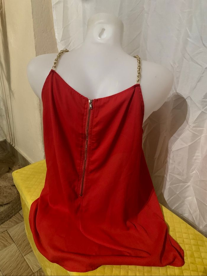 Top fantaisie rouge CC Collection tres bon état XL - photo numéro 3