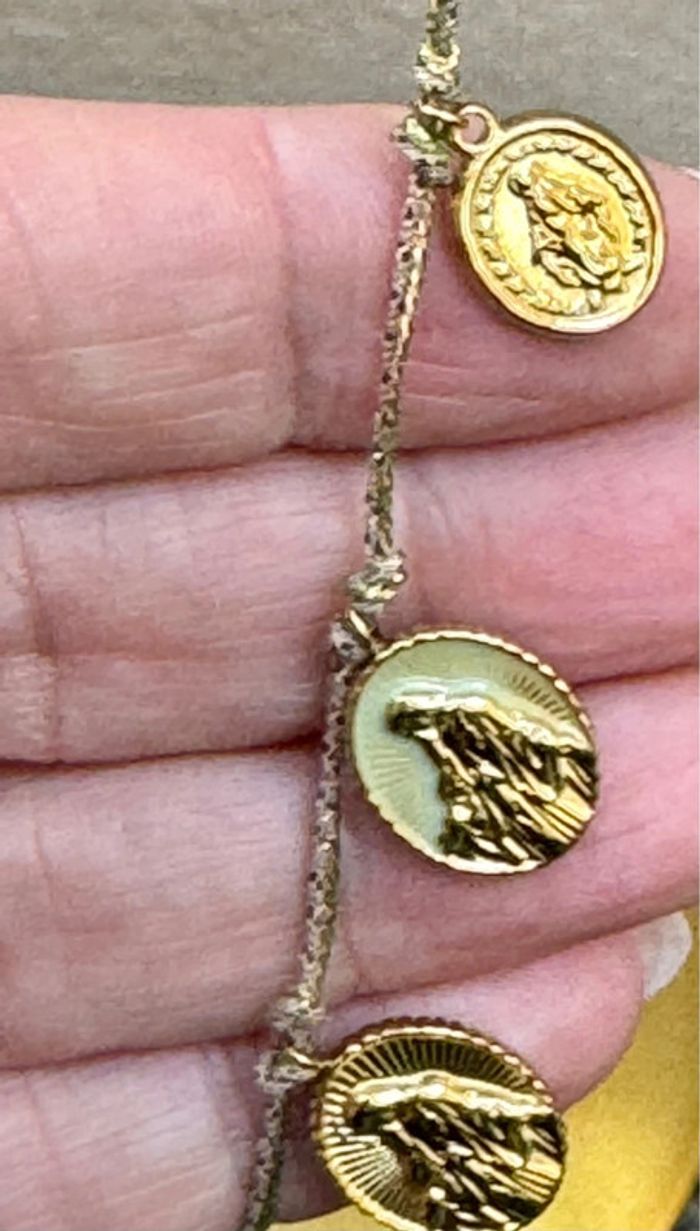 Collier Habaha paris réglable double cordon médailles acier inoxydable or vierges - photo numéro 5