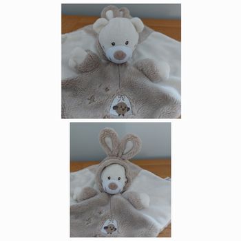 1 Doudou plat ours déguisé en lapin - Nicotoy