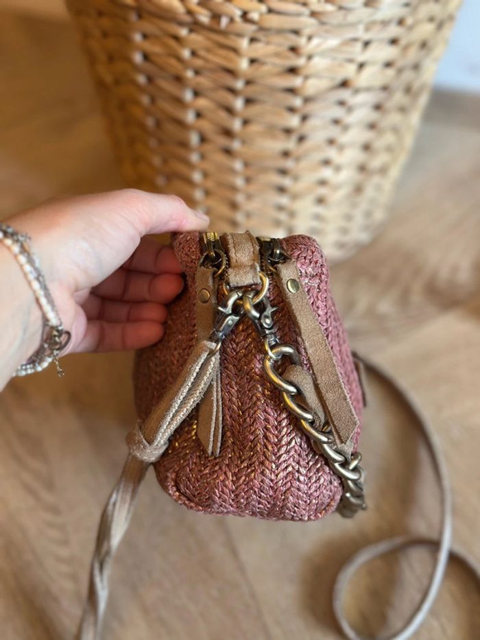 Sac Mila Louise en cuir rose poudré modèle “Mama” avec double anse modulable - photo numéro 5