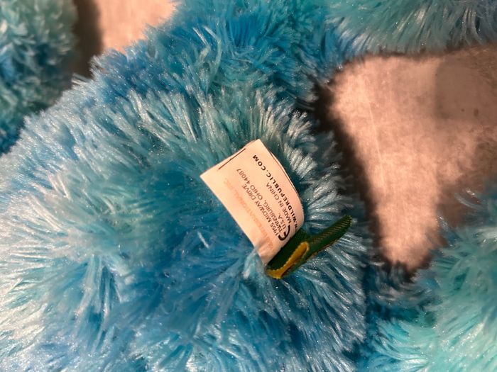 peluche singe trop mignonne bleu avec cœur rose - photo numéro 5