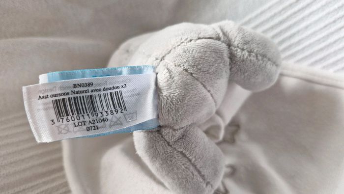 Doudou mouchoir  ourson gris Babynat - photo numéro 5