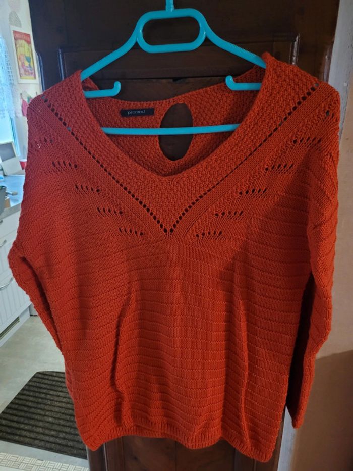Pull en crochet orange promod T 36