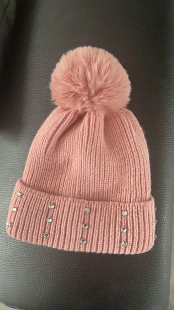 Bonnet fille rose pompon
