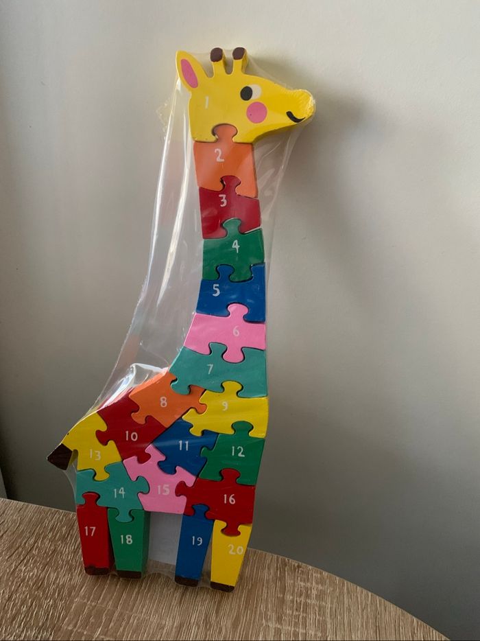 Puzzle des chiffres en bois girafe - photo numéro 2