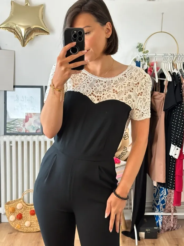 Combinaison Claudie Pierlot noire et blanche taille 36 - photo numéro 2