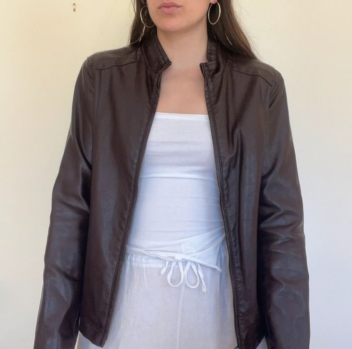 Veste blouson simili cuir style biker/ aviateur - photo numéro 3