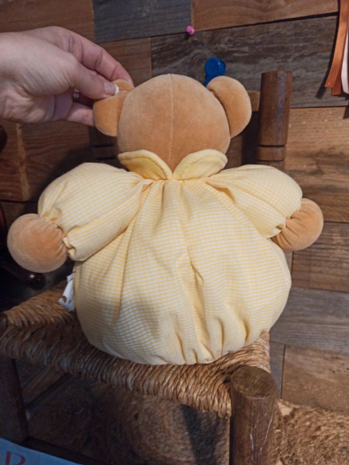 Peluche ours boule jaune vichy Nicotoy tbe - photo numéro 5