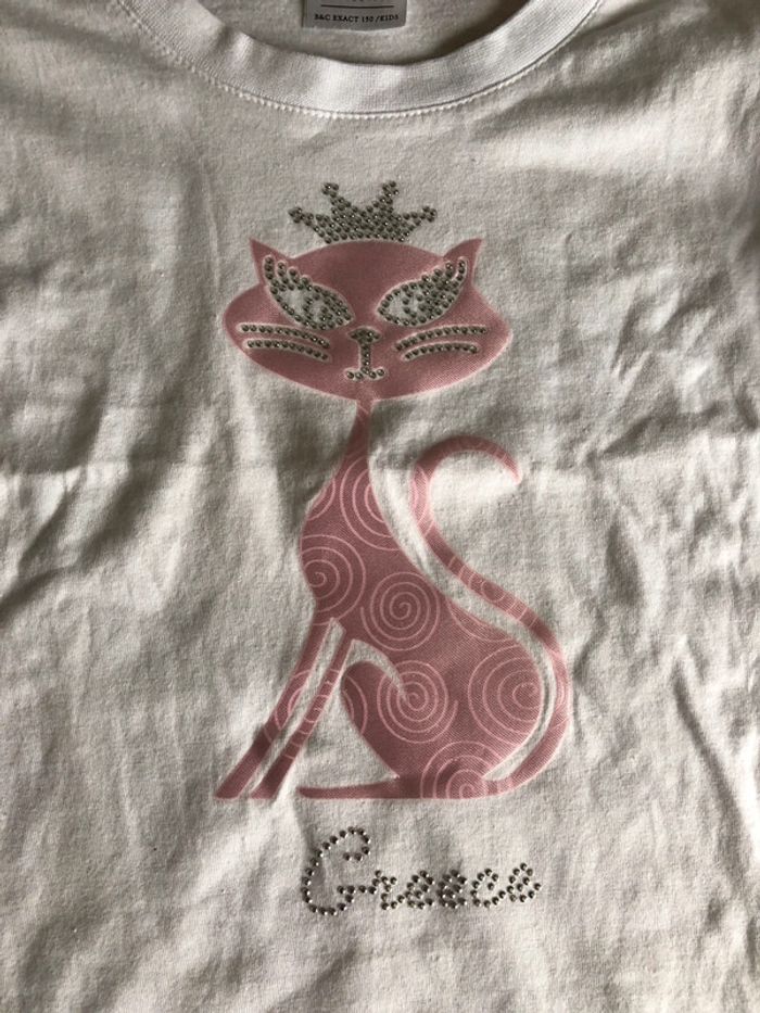 Tee shirt chat strass - photo numéro 4
