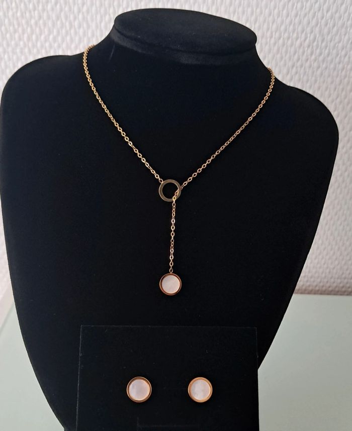 Parure collier y acier inoxydable