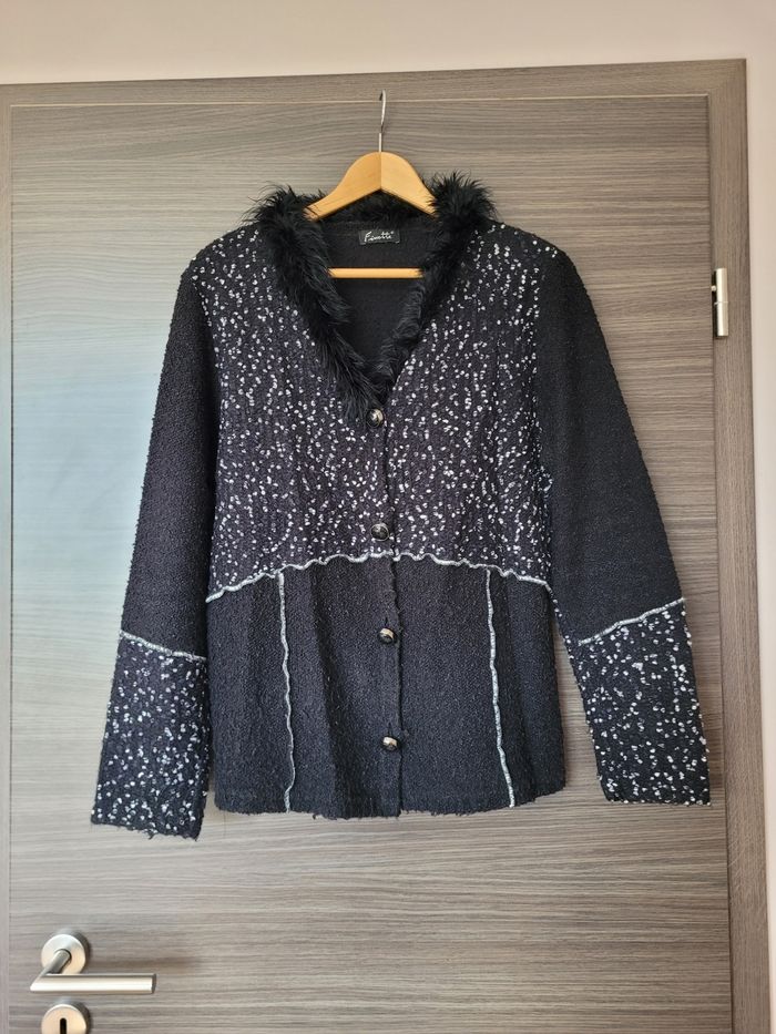 Veste boutonnée finette laine mohair