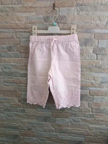Pantalon lin rose brodé H&M 9M