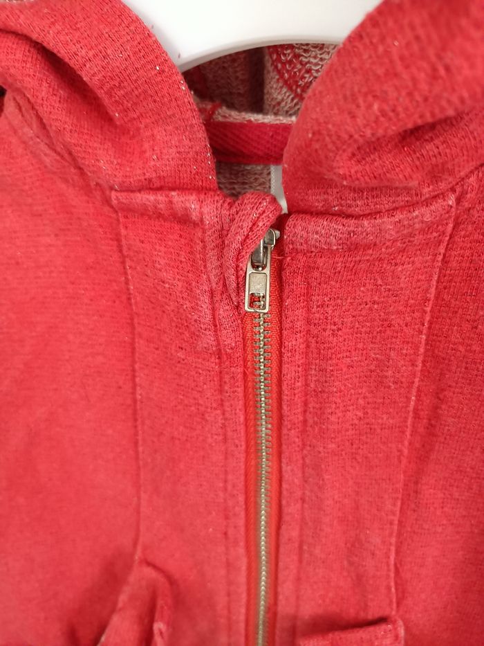 Sweat zippé rouge grain de blé 24mois - photo numéro 2