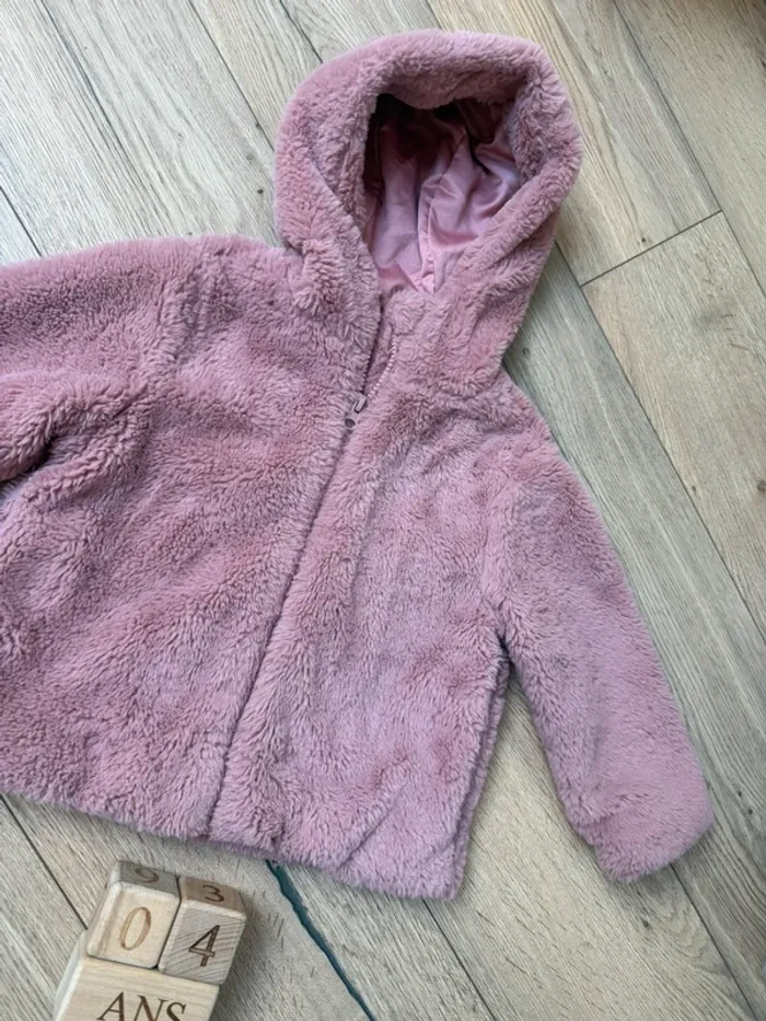Veste fourrure « vieux rose » pour fille 3/4 ans TEX - photo numéro 3