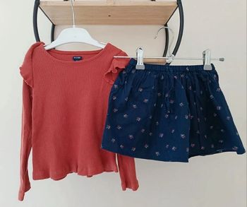 3 ans ensemble Teeshirt côtelé Kiabi et jupe monoprix
