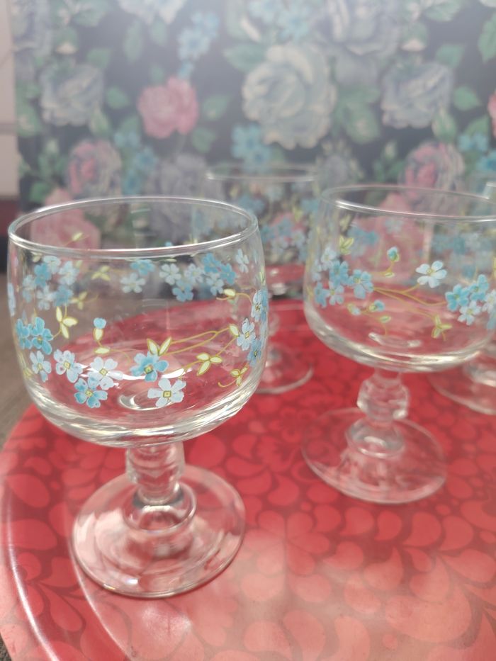 Ensemble de 5 verres à pied myosotis/veronica - photo numéro 3