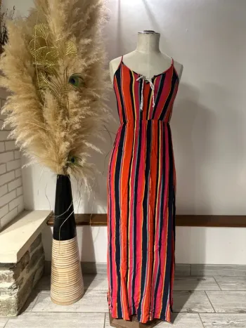 Robe longue été Promod 36 rayée multicolore