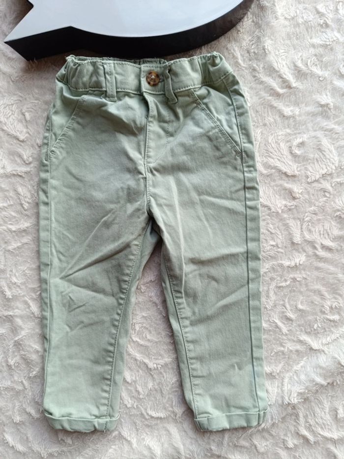 Pantalon jeans vert clair Garçon 18 mois Kiabi Eco conception coton bio - photo numéro 2