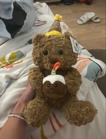 Peluche neuve ours anniversaire gâteau bougie