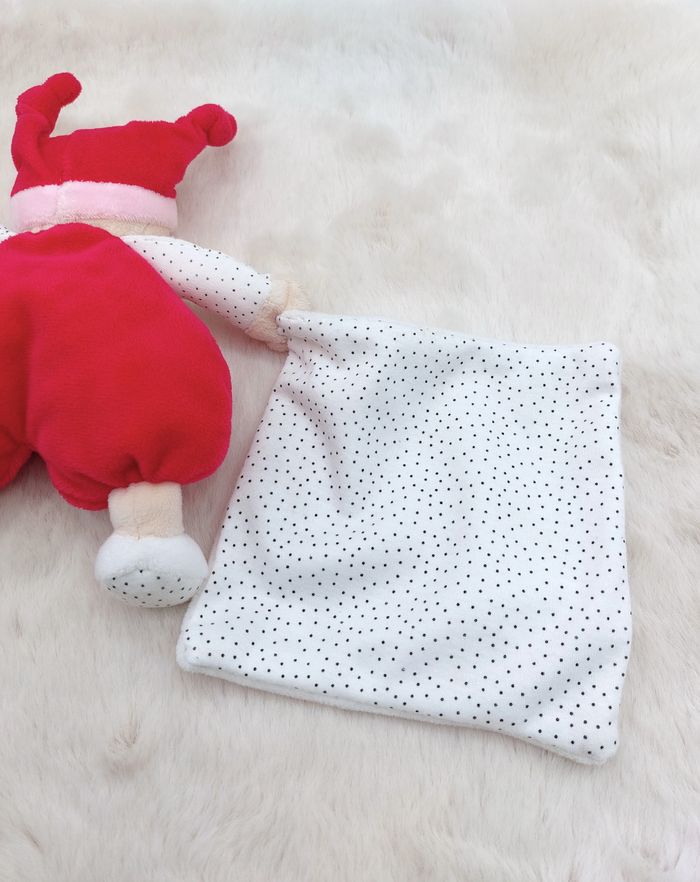 Doudou peluche ours Brioche rose fuchsia BABY NAT BN0733 mouchoir blanc pois - photo numéro 6