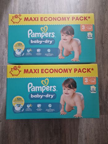 2 maxi pack pampers babydry taille 3 - 136 couches