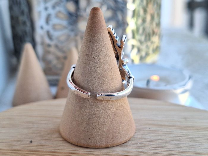 Bague Ouverte Argenté Ajustable Motif Porte Gothique - photo numéro 3