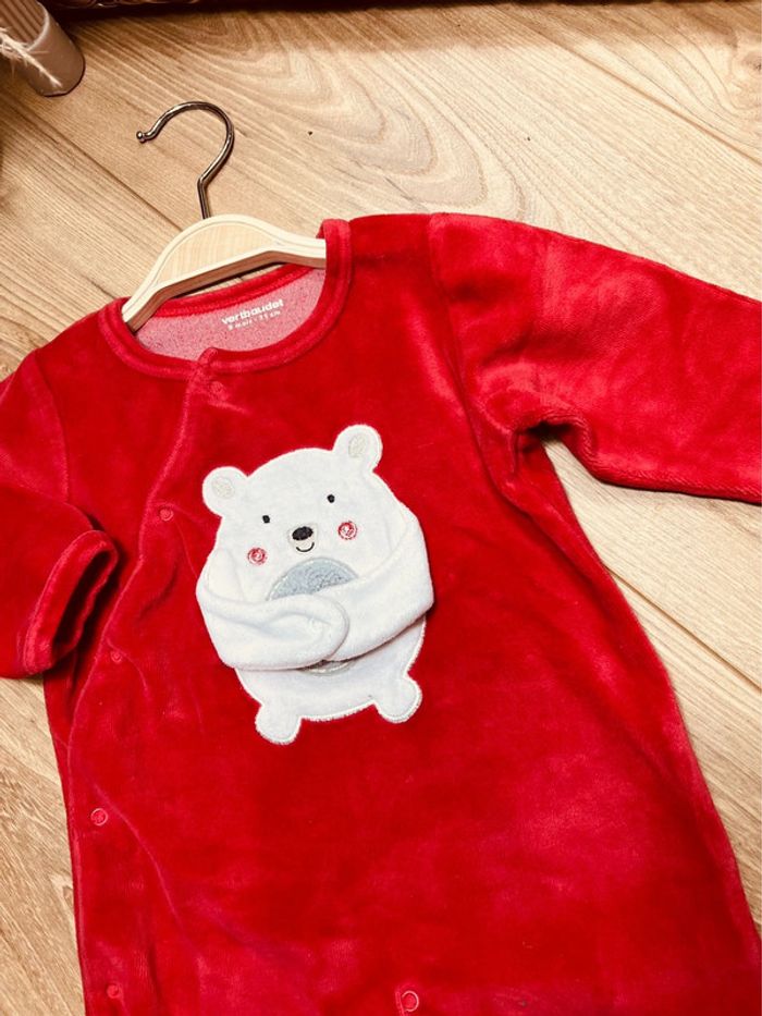 Taille 9 mois pyjama de Noël velours garçon vertbaudet rouge * ours * 💙 - photo numéro 3