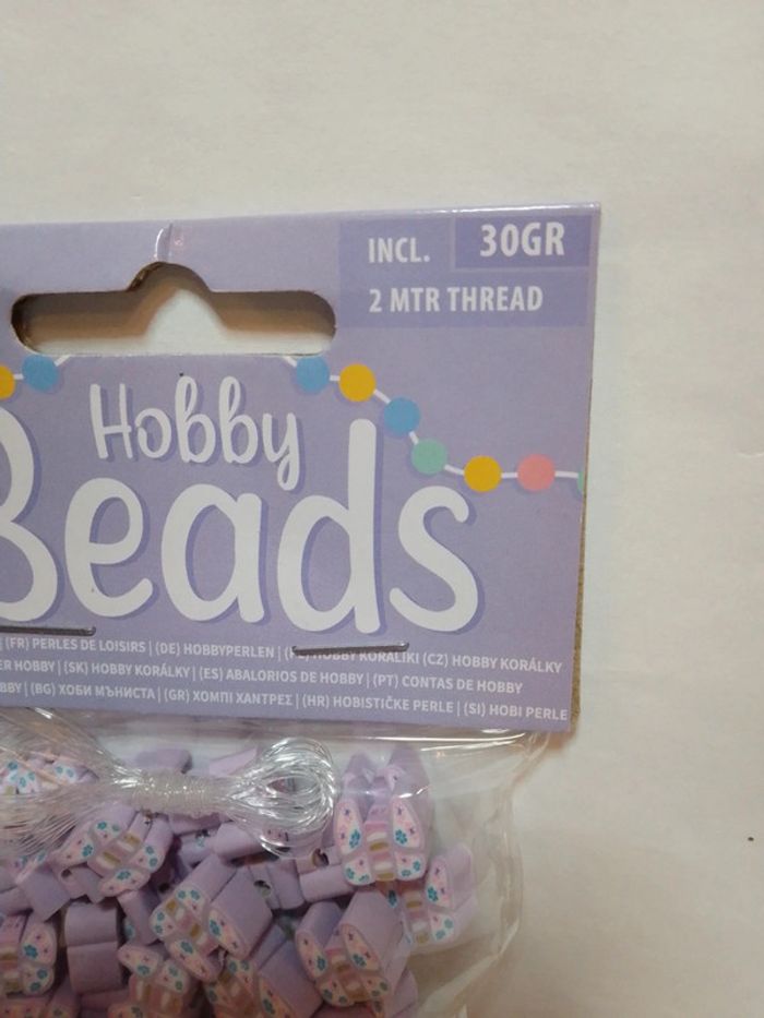 Perles de loisirs "Papillons" violets + fil - photo numéro 3