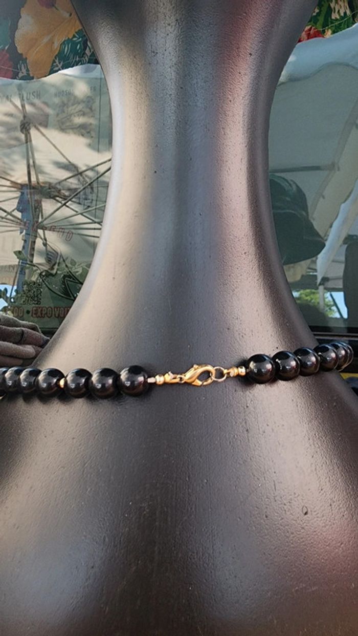 Superbe collier vintage annees 80's, perles et métal doré - photo numéro 3