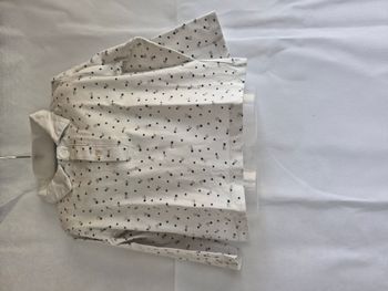 Polo manches longues 24 mois Mots d’enfants Blanc motifs étoiles comètes bleu marine