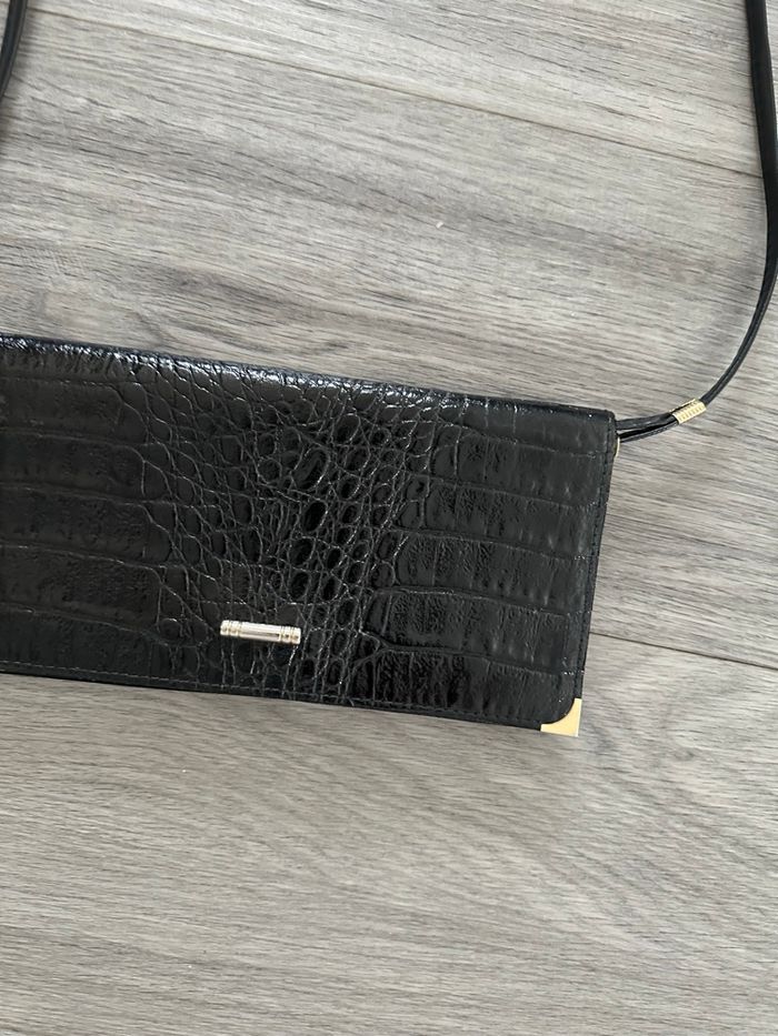 Pochette en cuir de vachette embossée noire Vintage - photo numéro 2