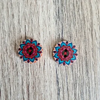 Lot de 2 boutons en bois vintage