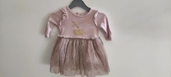 Robe bébé fille vieux rose avec tulle Vertbaudet 3 mois 60cm